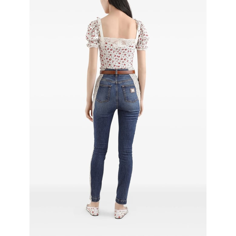 shirt with lace trim white by Selfnex
