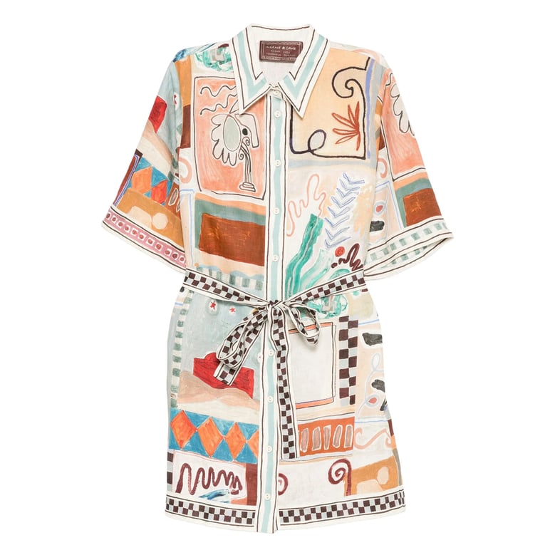abstract print long sleeve dress by Selfnex