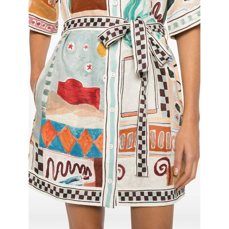 abstract print long sleeve dress by Selfnex