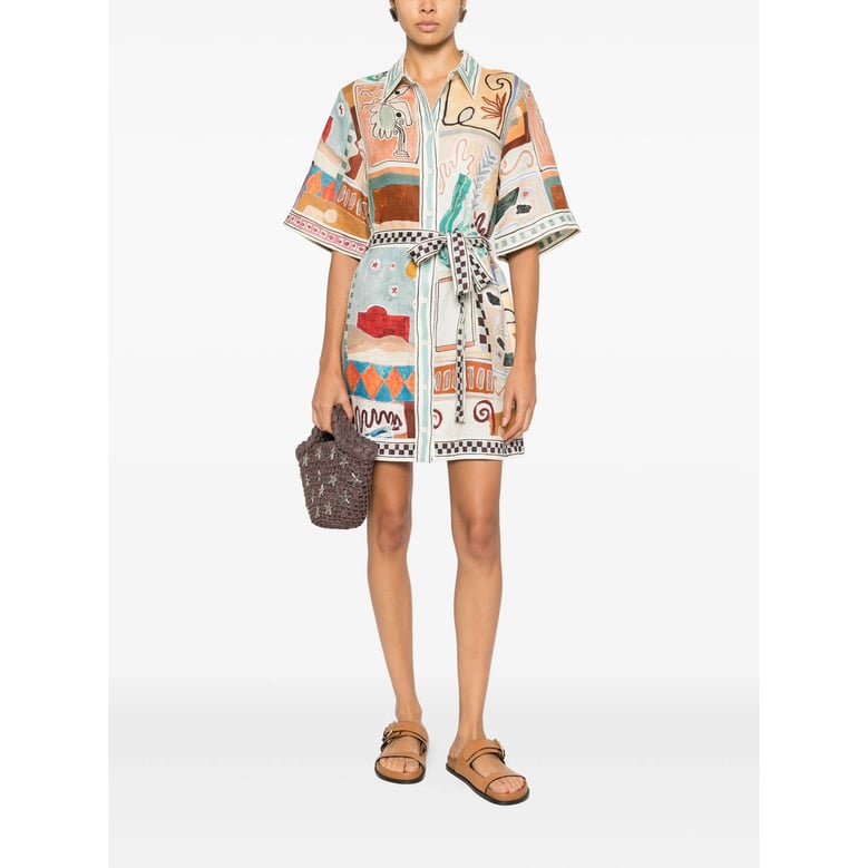 abstract print long sleeve dress by Selfnex