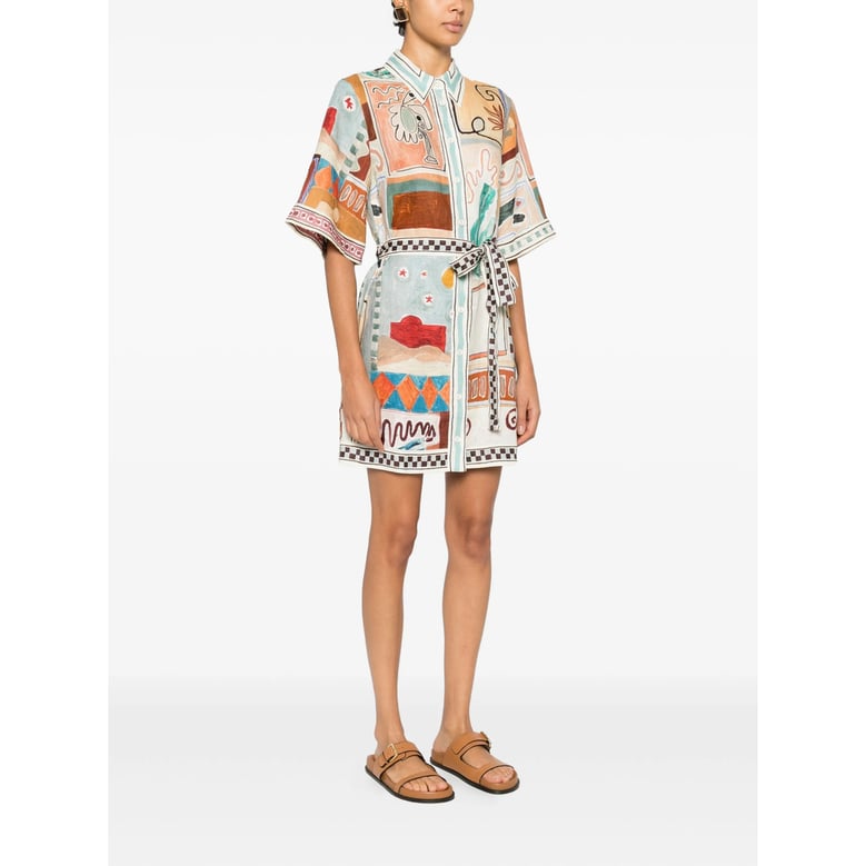 abstract print long sleeve dress by Selfnex