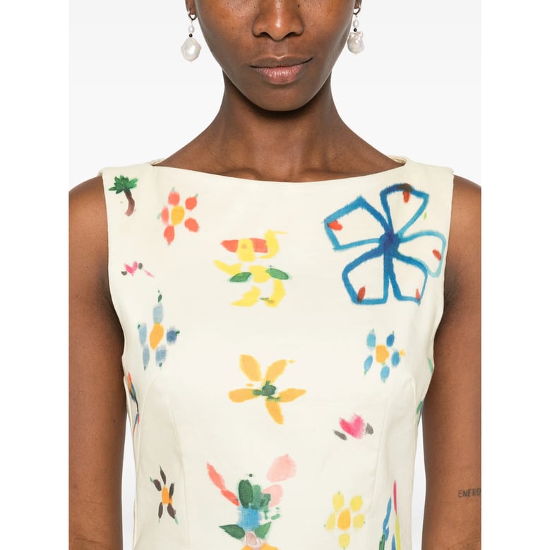sleeveless mini dress with yellow print by Selfnex