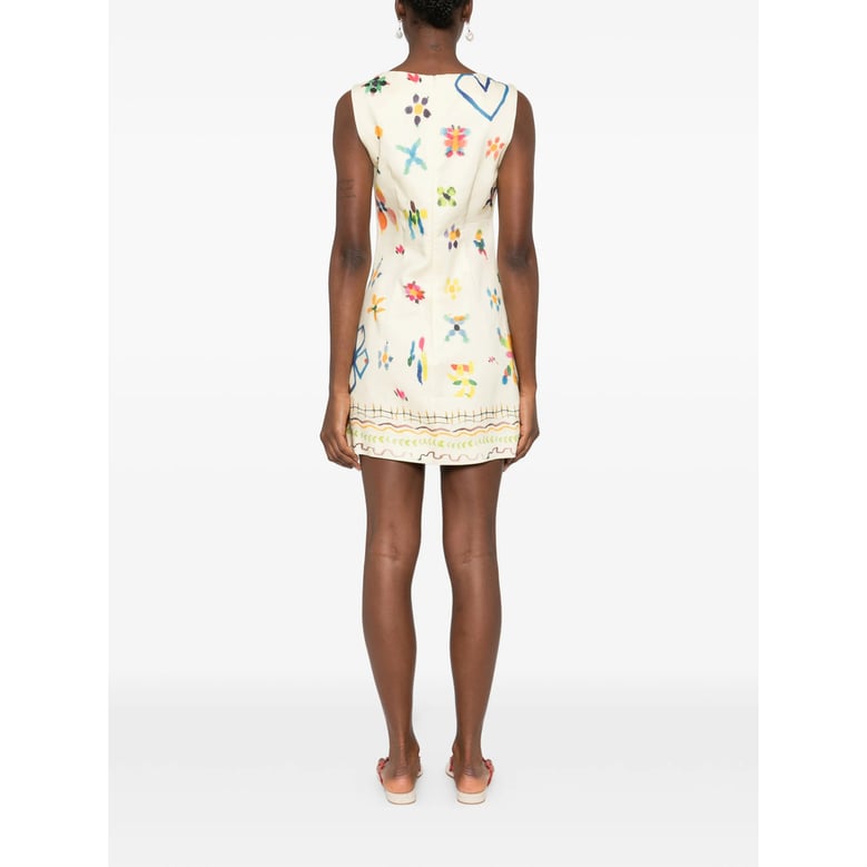 sleeveless mini dress with yellow print by Selfnex