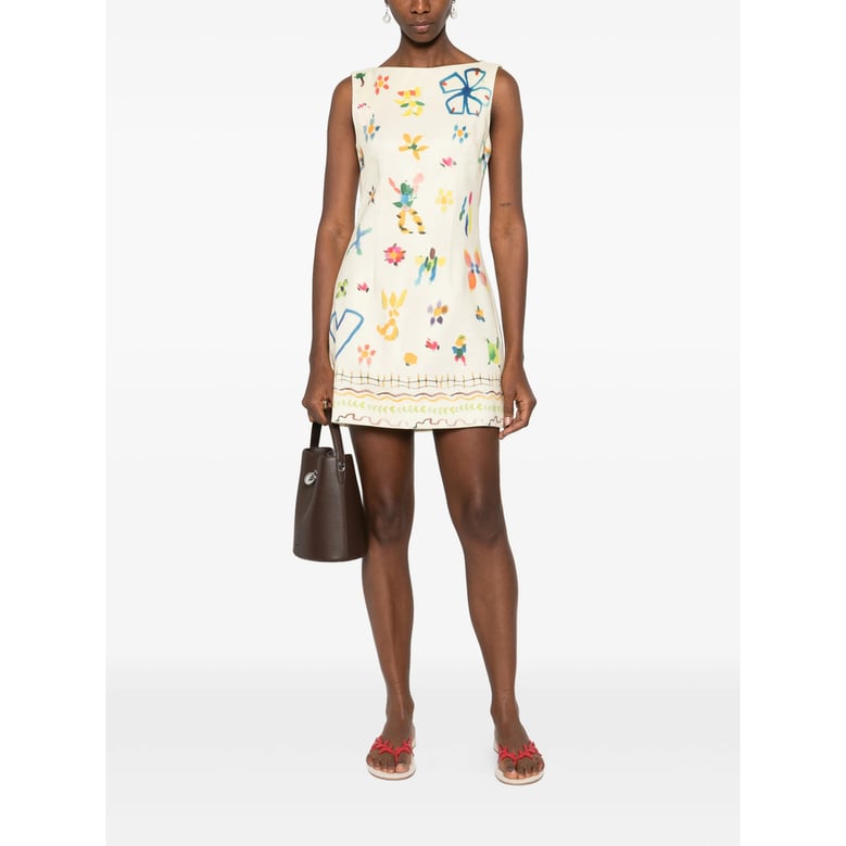 sleeveless mini dress with yellow print by Selfnex