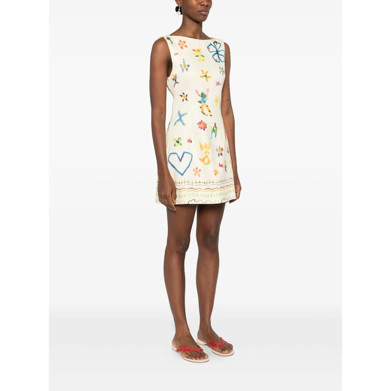 sleeveless mini dress with yellow print by Selfnex