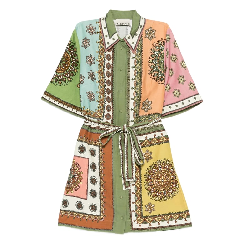 floral print dress with belt by Selfnex