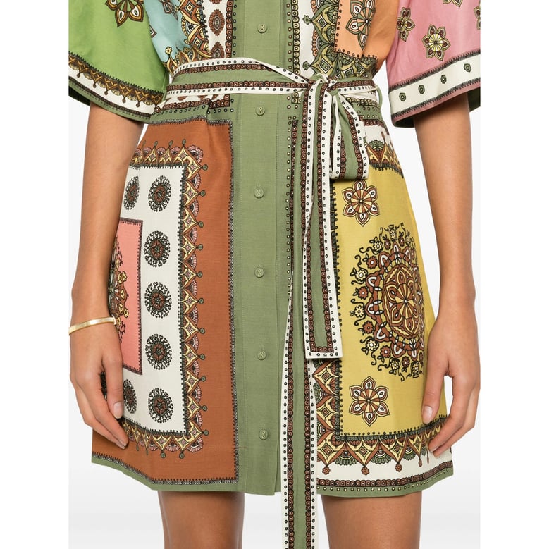 floral print dress with belt by Selfnex