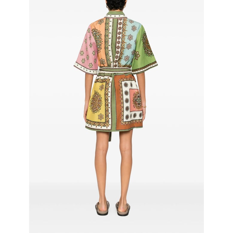 floral print dress with belt by Selfnex