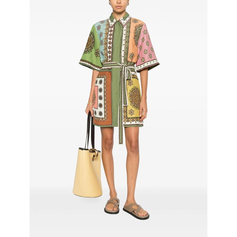floral print dress with belt by Selfnex