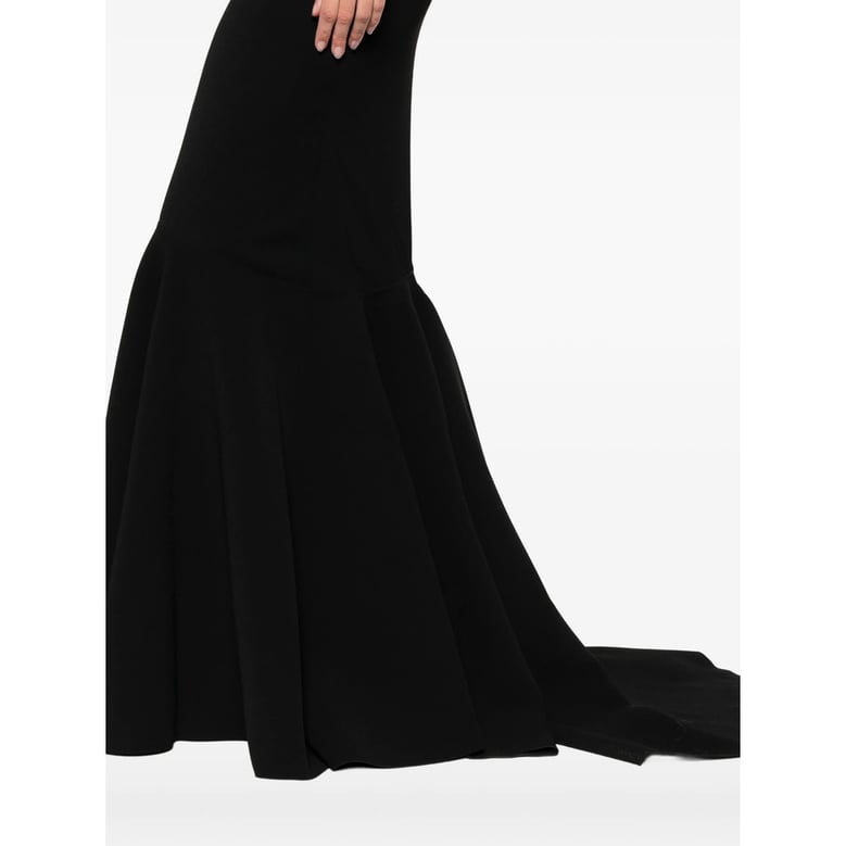 black halterneck flared hem dress by Selfnex