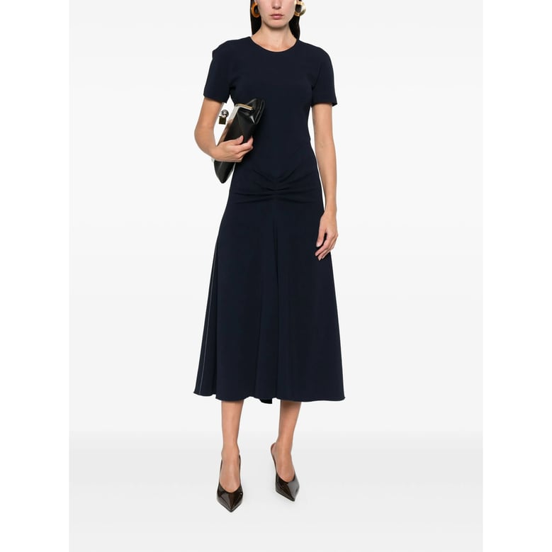 gathered detail midi dress by Selfnex