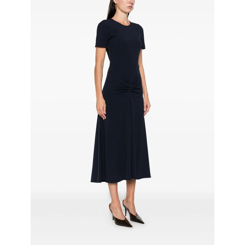 gathered detail midi dress by Selfnex