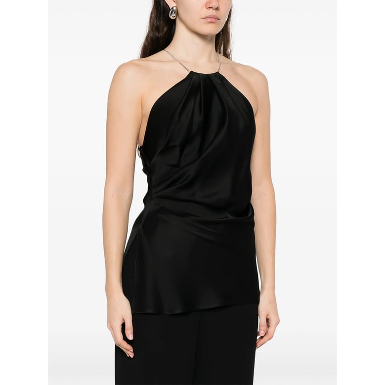 black draped halterneck top by Selfnex