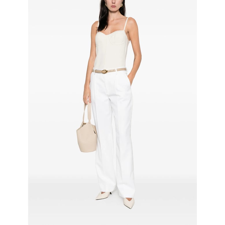 ivory panel detail straight leg pants by Selfnex