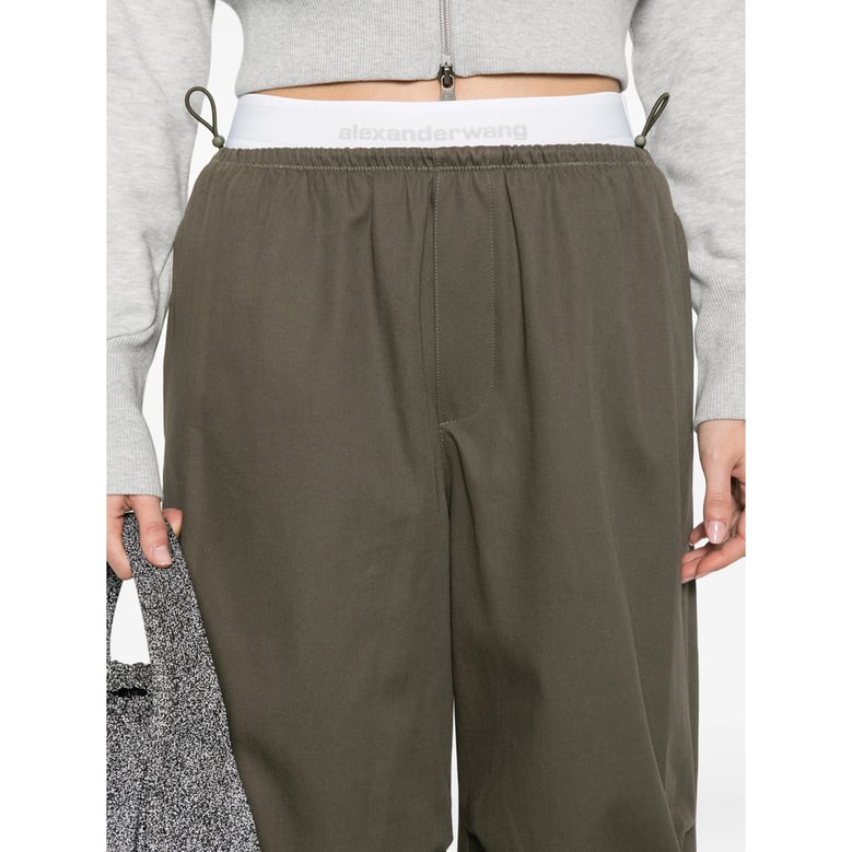 trousers olive green elasticated waistband by Selfnex