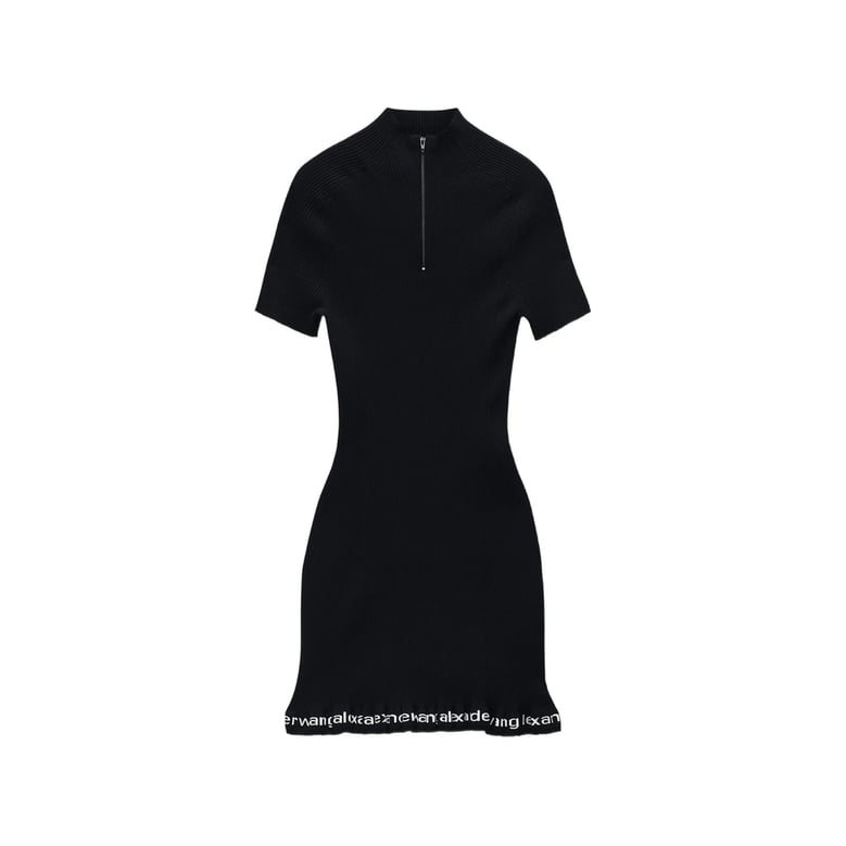 dress black ribbed knit contrast logo band by Selfnex