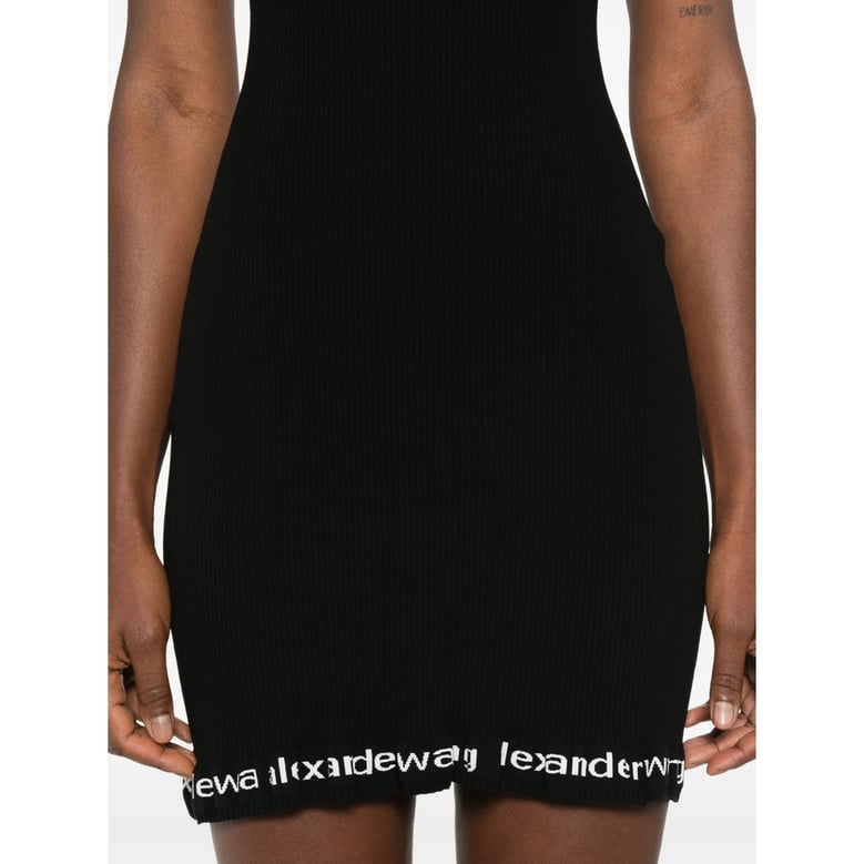 dress black ribbed knit contrast logo band by Selfnex