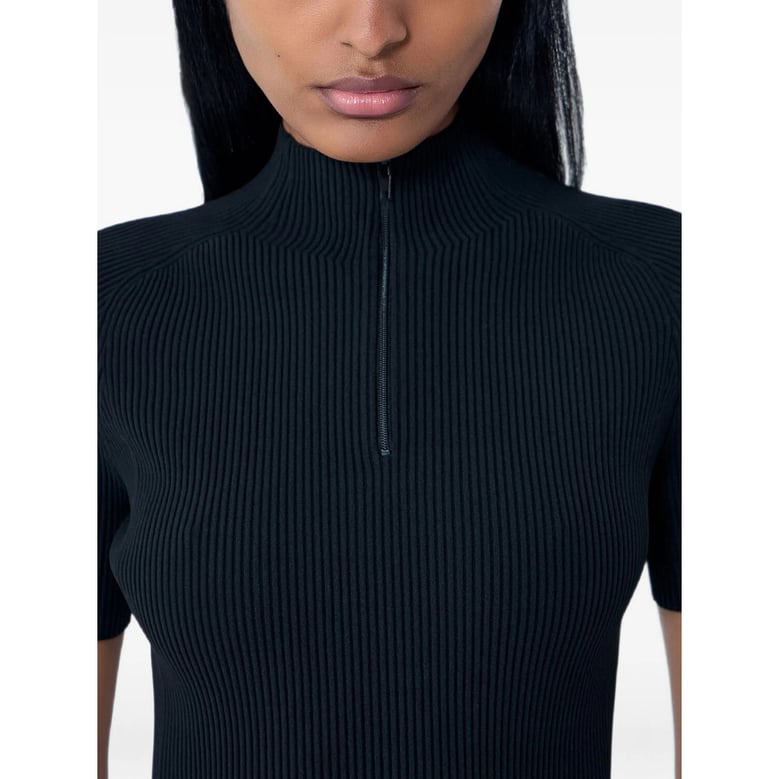 dress black ribbed knit contrast logo band by Selfnex