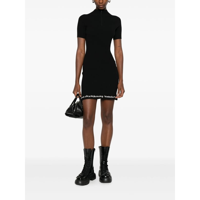 dress black ribbed knit contrast logo band by Selfnex