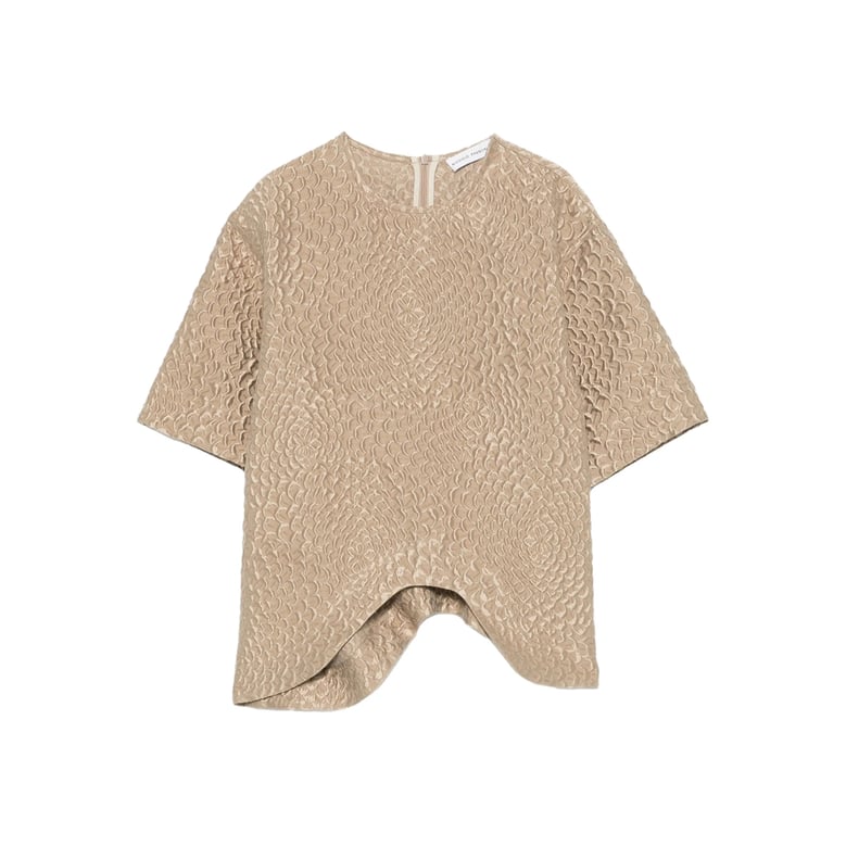 textured finish t-shirt with asymmetric hem by Selfnex
