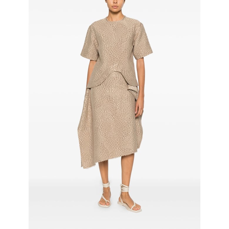 textured finish t-shirt with asymmetric hem by Selfnex