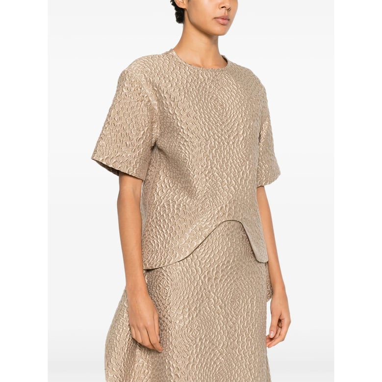 textured finish t-shirt with asymmetric hem by Selfnex