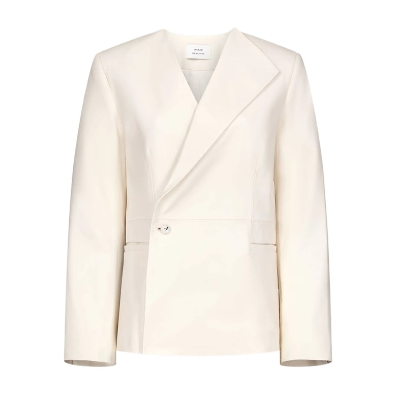leather outerwear with asymmetrical lapel by Selfnex