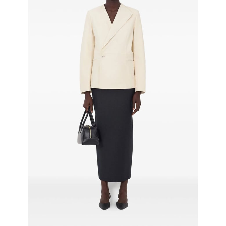 leather outerwear with asymmetrical lapel by Selfnex