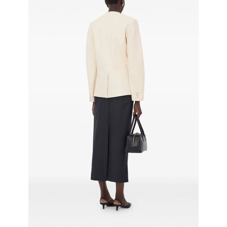 leather outerwear with asymmetrical lapel by Selfnex