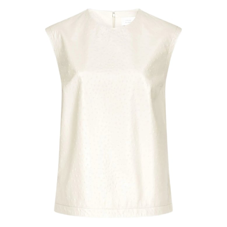 beige leather sleeveless top by Selfnex