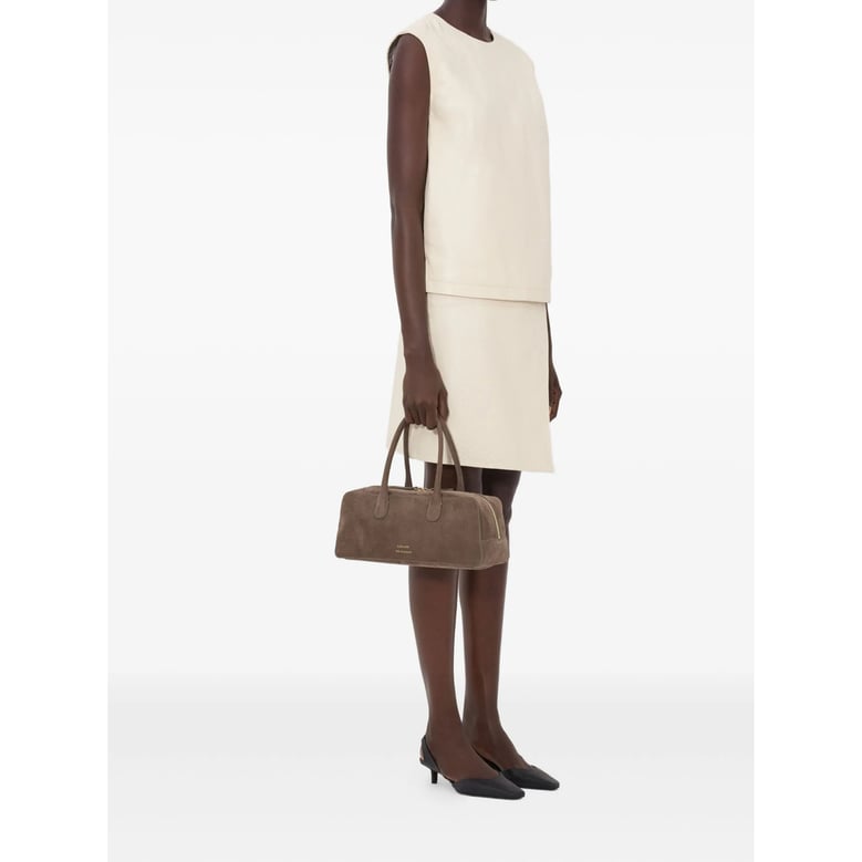 beige leather sleeveless top by Selfnex