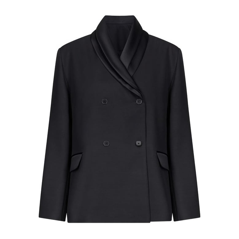 double-breasted black outerwear with shawl collar by Selfnex