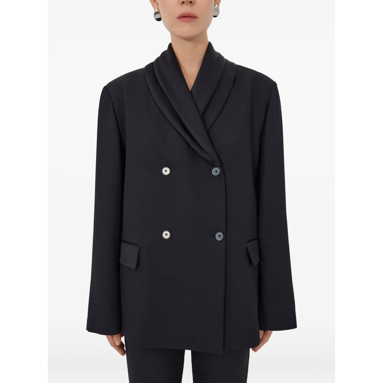 double-breasted black outerwear with shawl collar by Selfnex