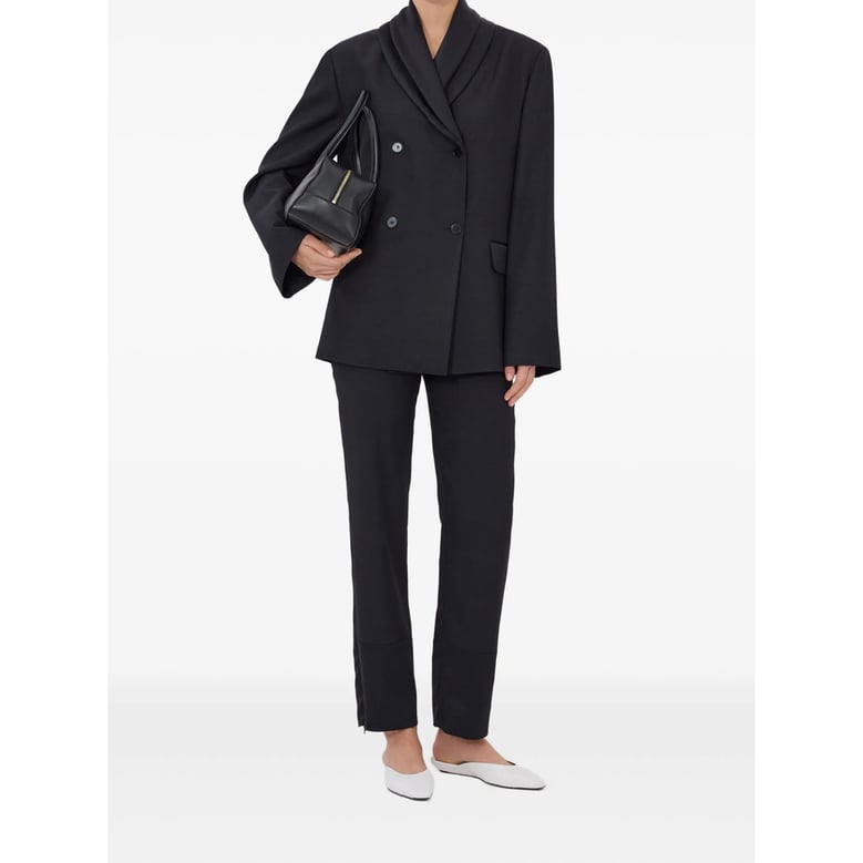 double-breasted black outerwear with shawl collar by Selfnex
