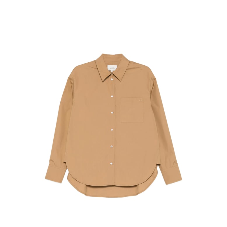 shirt with point collar and curved hem by Selfnex