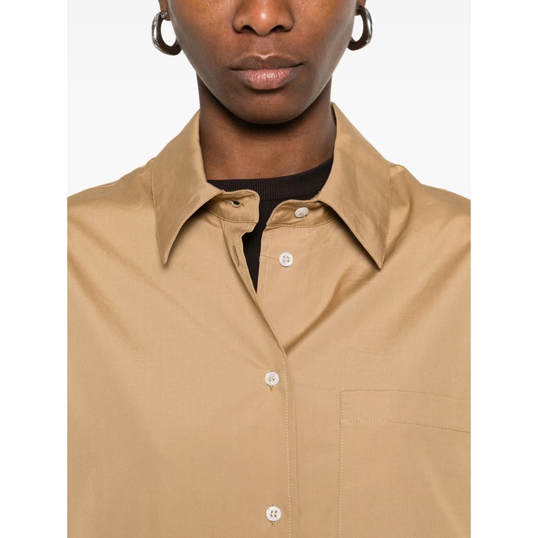 shirt with point collar and curved hem by Selfnex