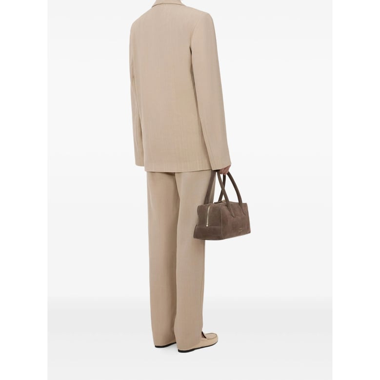 beige wool blend double-breasted jacket by Selfnex