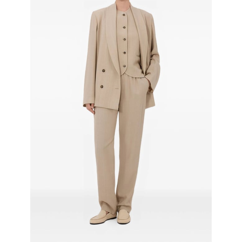 beige wool blend double-breasted jacket by Selfnex