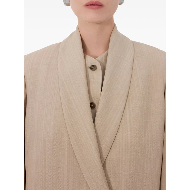 beige wool blend double-breasted jacket by Selfnex
