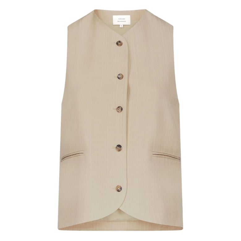 beige front buttoning jacket by Selfnex