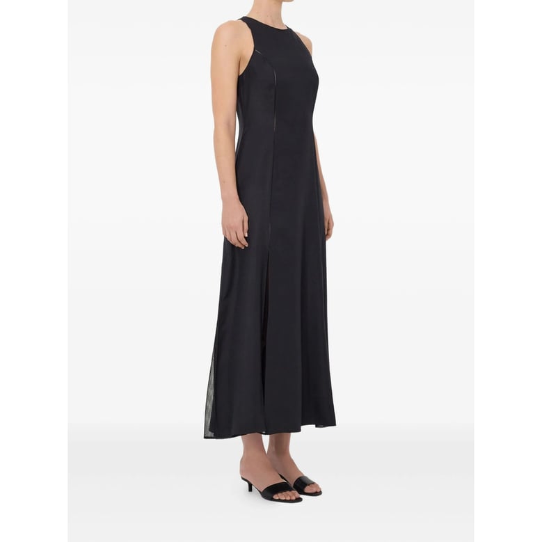 flared skirt dress with lace-stitching by Selfnex