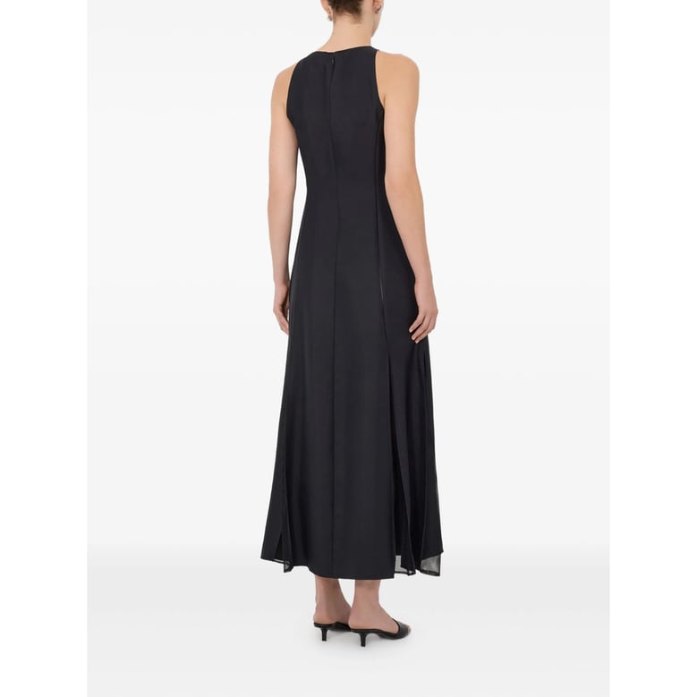 flared skirt dress with lace-stitching by Selfnex