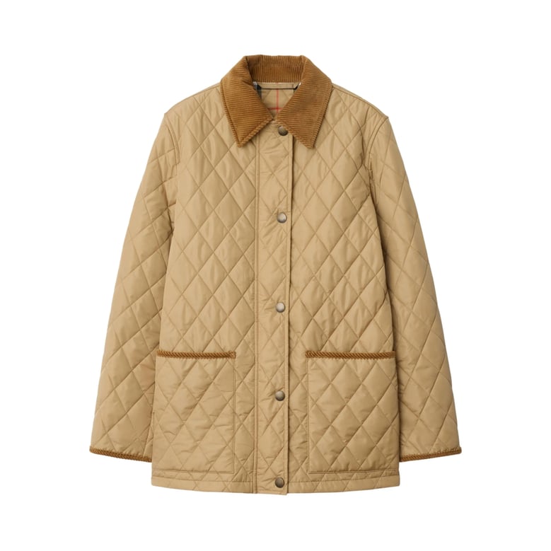 sand beige outerwear with corduroy collar by Selfnex