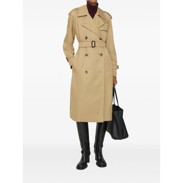 beige double-breasted rainwear by Selfnex