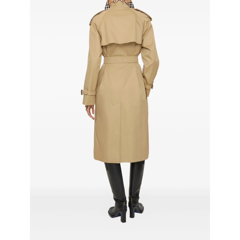 beige double-breasted rainwear by Selfnex