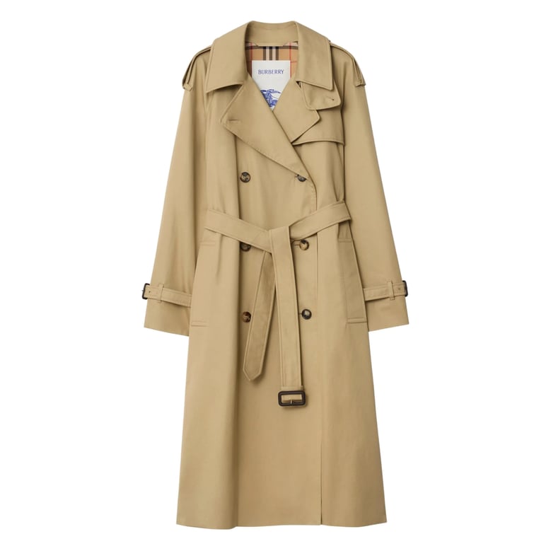 beige double-breasted rainwear by Selfnex