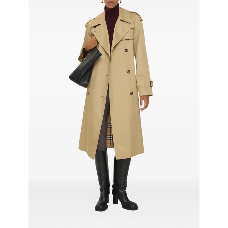 beige double-breasted rainwear by Selfnex