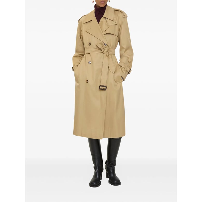 beige double-breasted rainwear by Selfnex