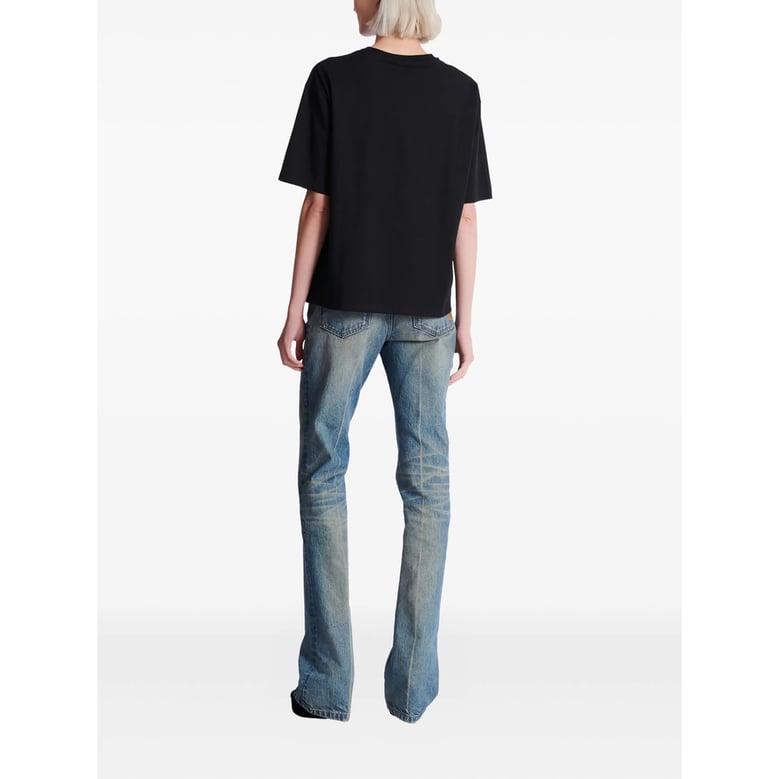 black cotton t-shirt with brush print by Selfnex