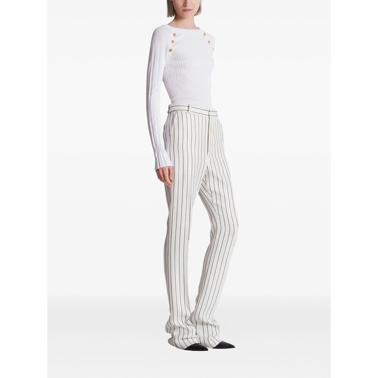 flared trousers white/black by Selfnex